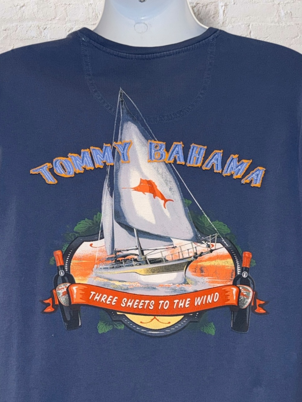 Tommy Bahama Relax Men’s L Navy Long Sleeve Pima Tee Three Sheets to the Wind